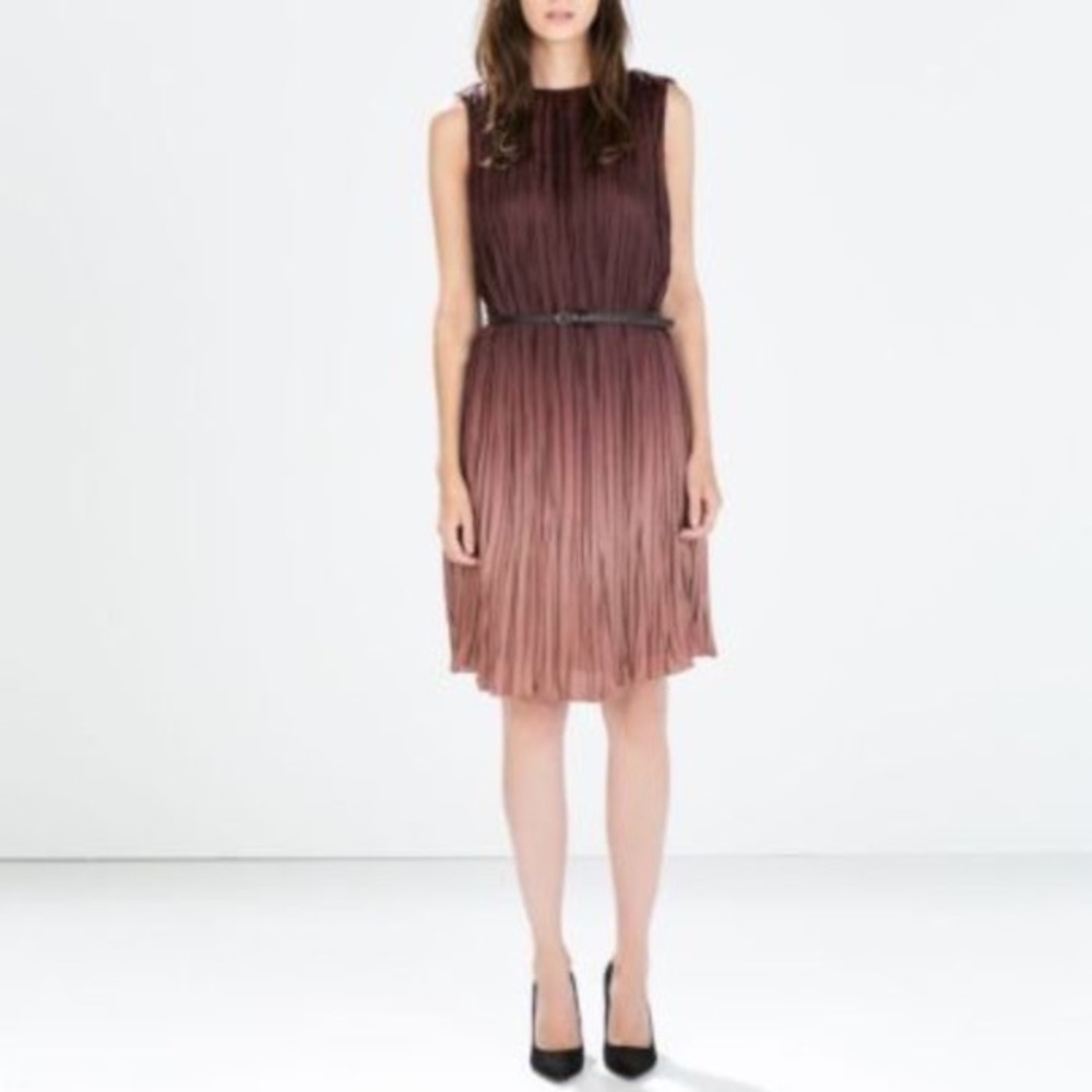 ZARA OMBRÉ BURGUNDY DRESS - Medium